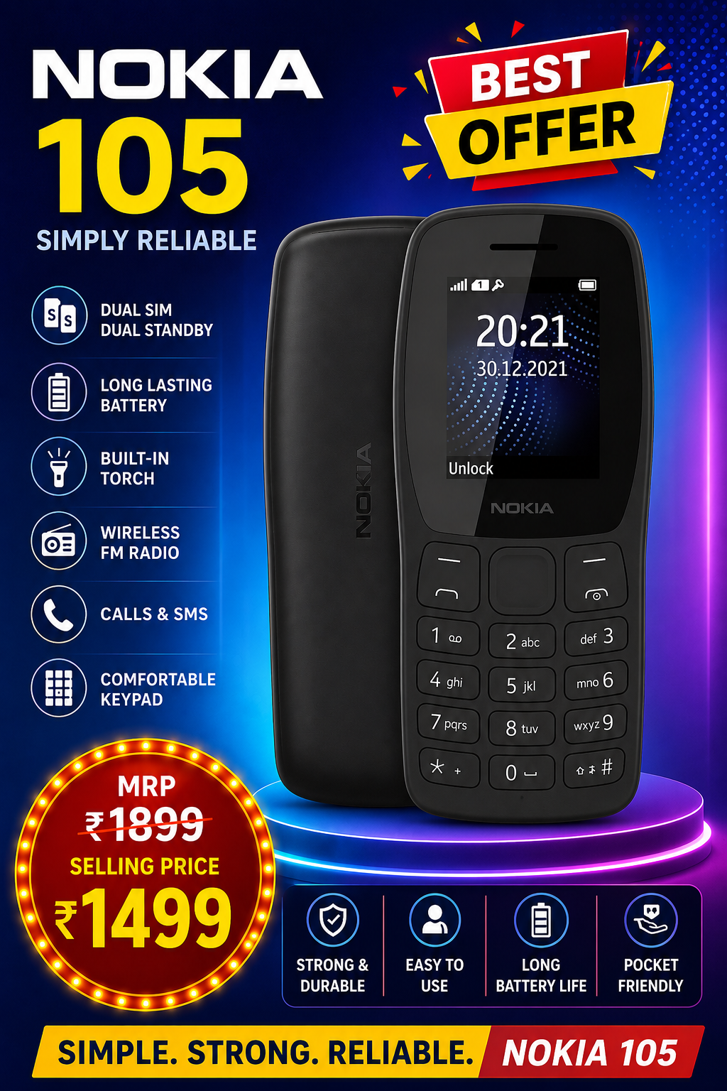 Nokia 105 classic single sim phone