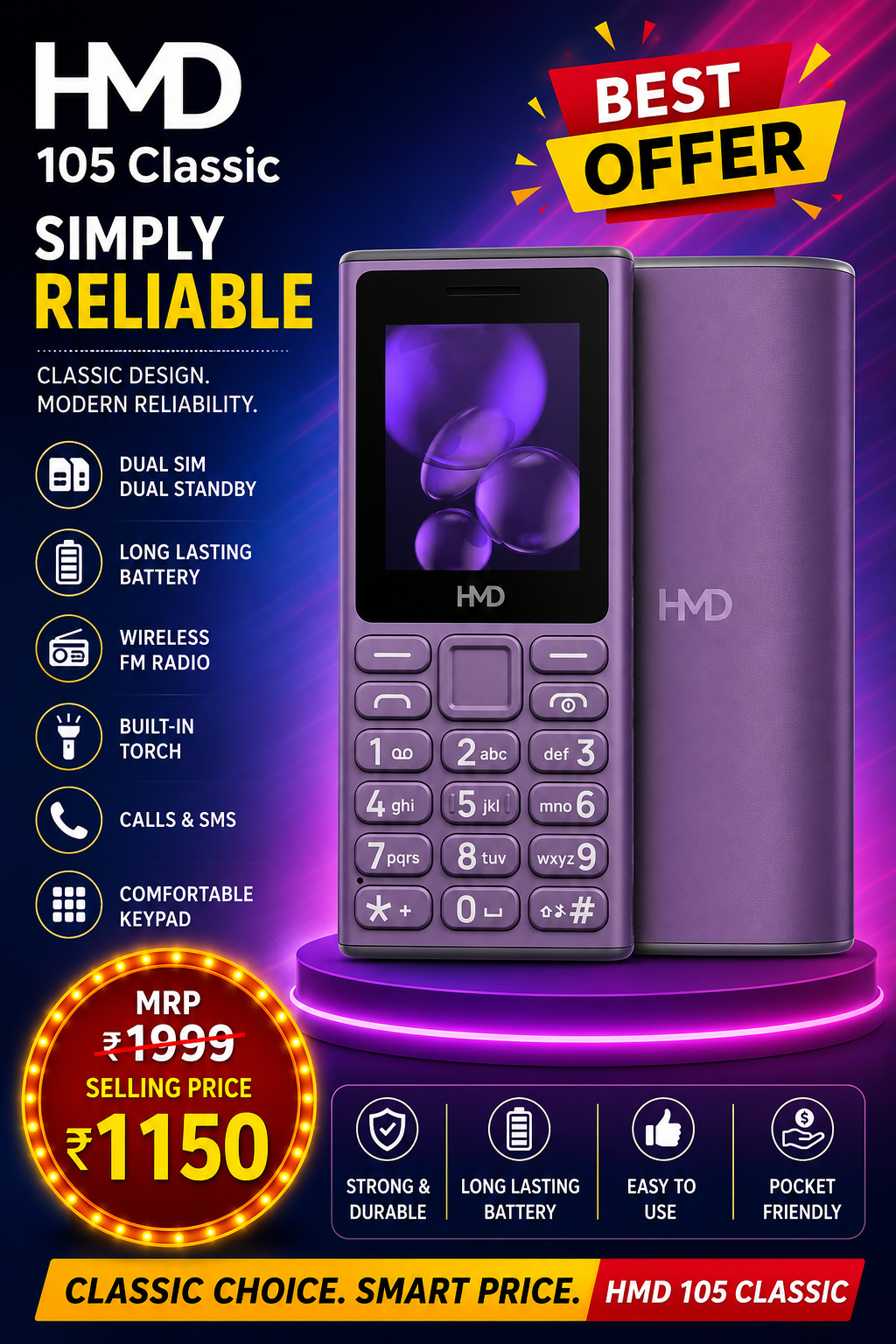 HMD 105 dual sim keyboard phone