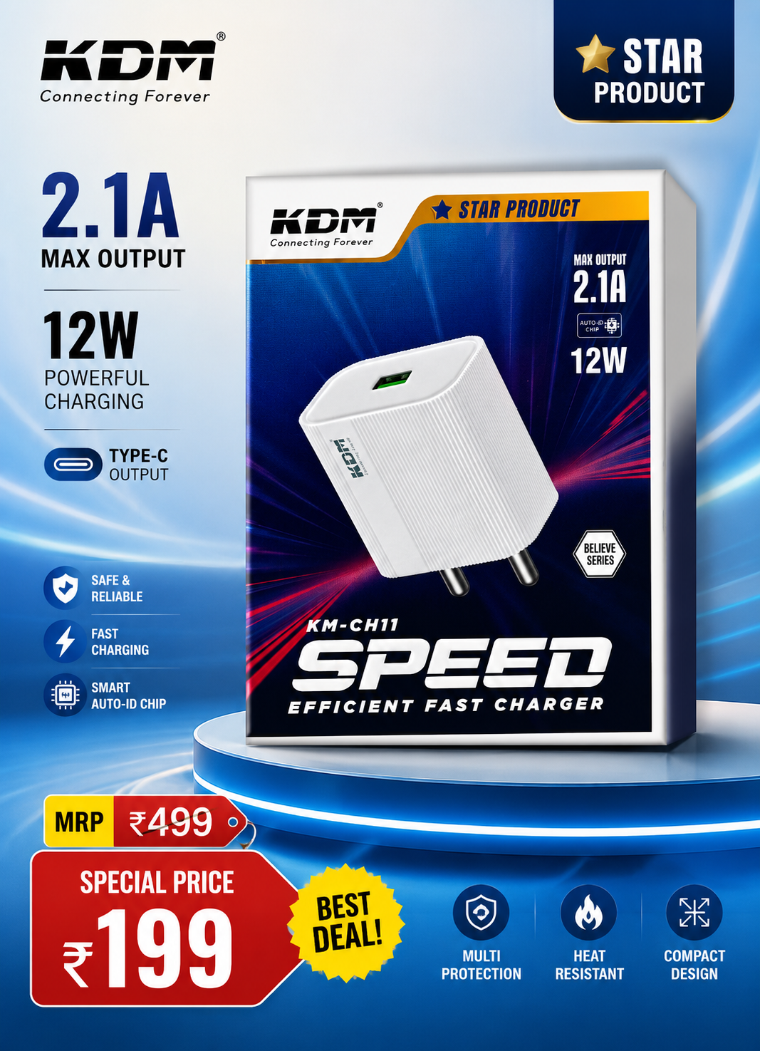 KDM 2.1A Type -C charger
