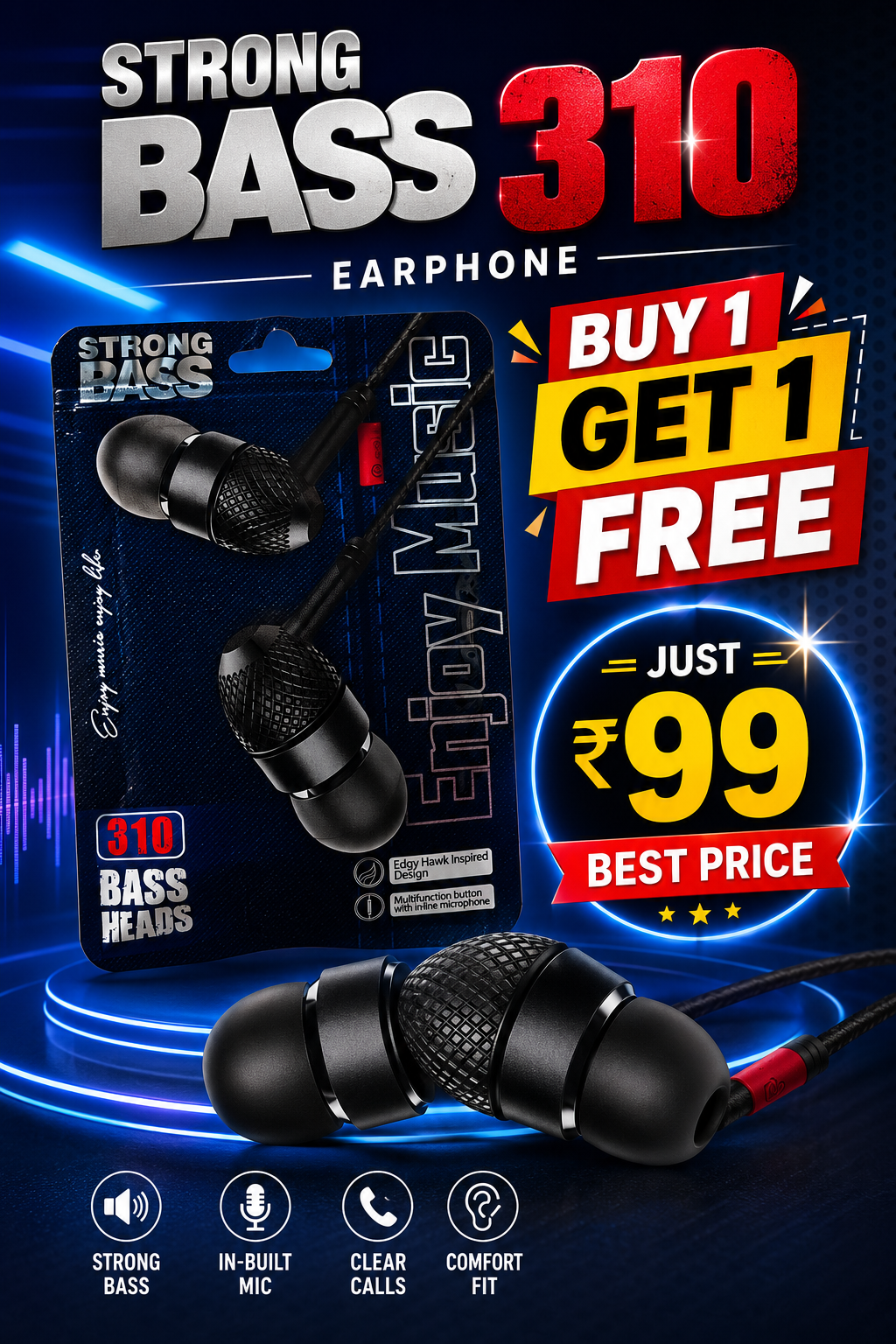 Earphone Bass 310