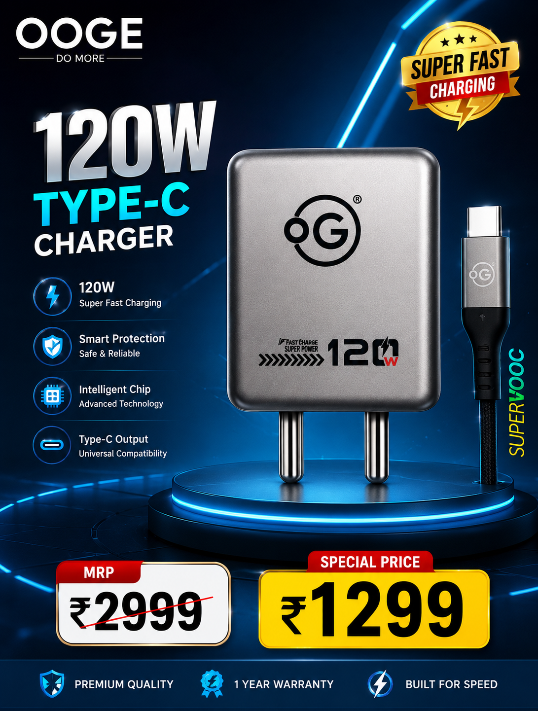 OOGE 120W Type -C charger