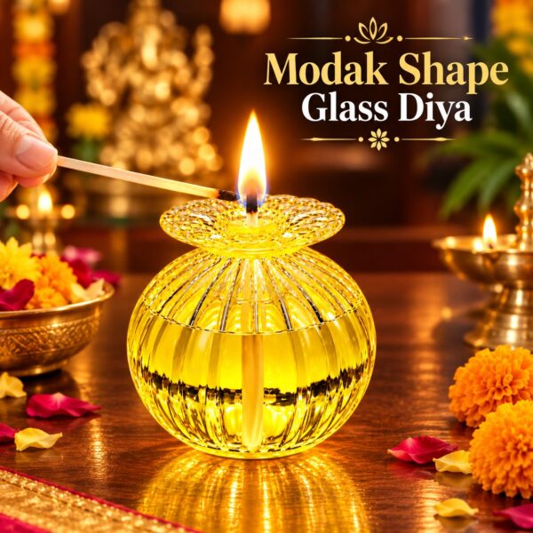 Modak shape glass diya