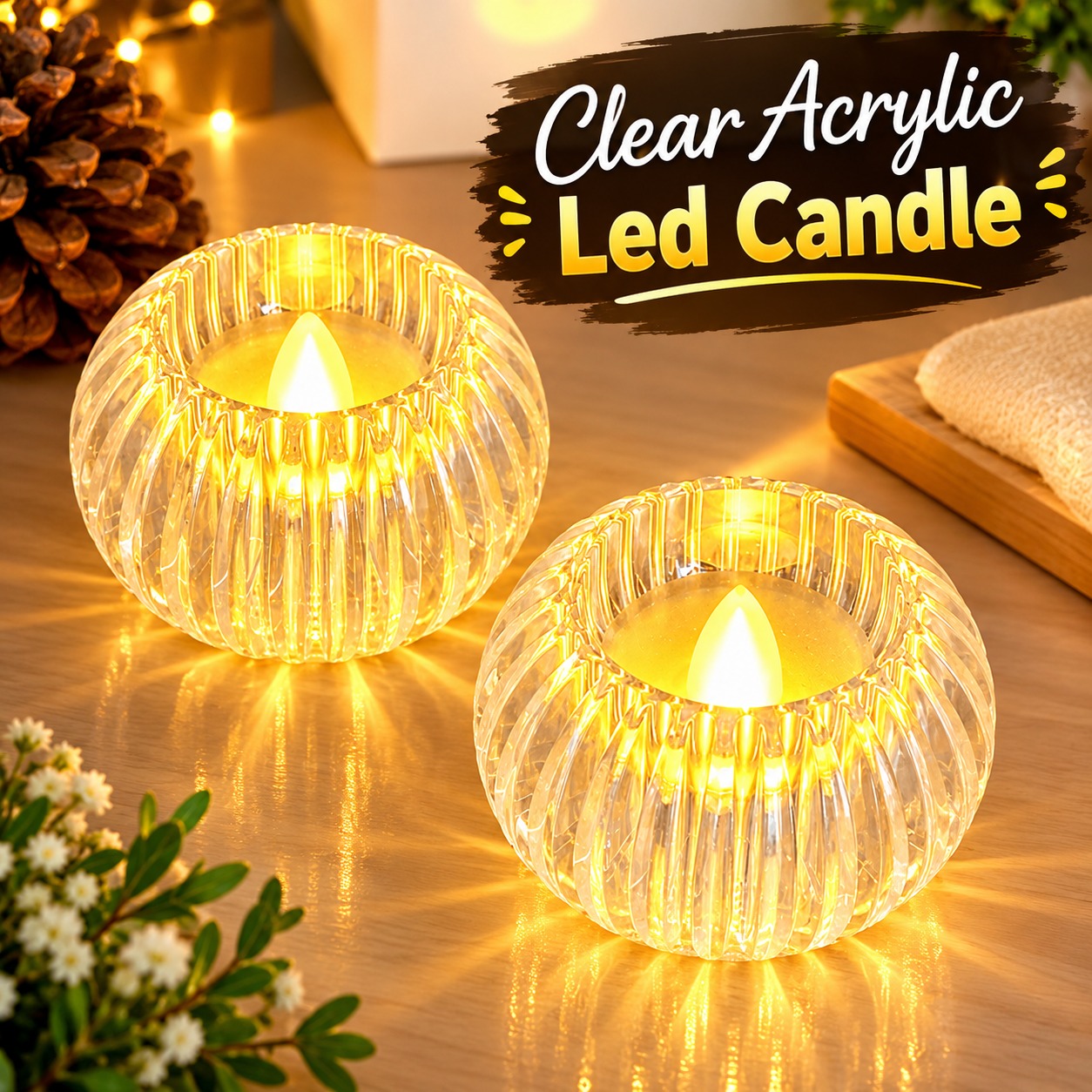 Clear acrylic led candle