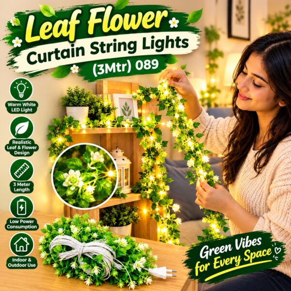 Leaf flower curtain string lights