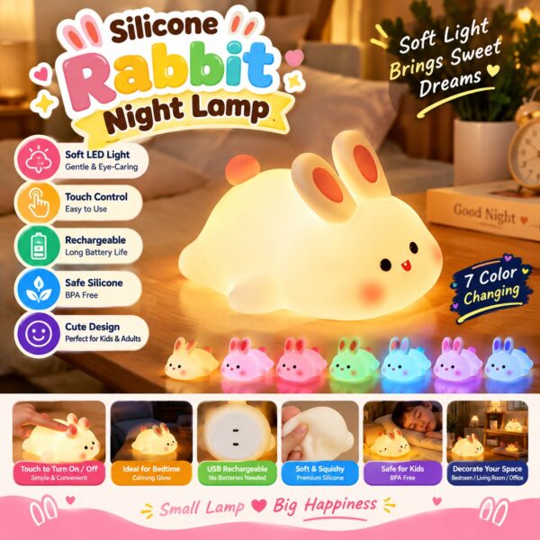 Silicone Rabbit Night Lamp                                                                                                                                                                                  199 Minimum 100pcs  209 in loose quantity (minimum 2pcs)                                                                                                   https://www.gadgetsmania.in/s/gallery/gadgets-mania/lamps--home-decor/k3e/product/-Othk7k1PRALrfwnuqnZ
