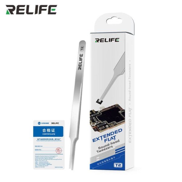 Relife T2 Extended Anti-Magnetic Flat Round Tip Tweezer