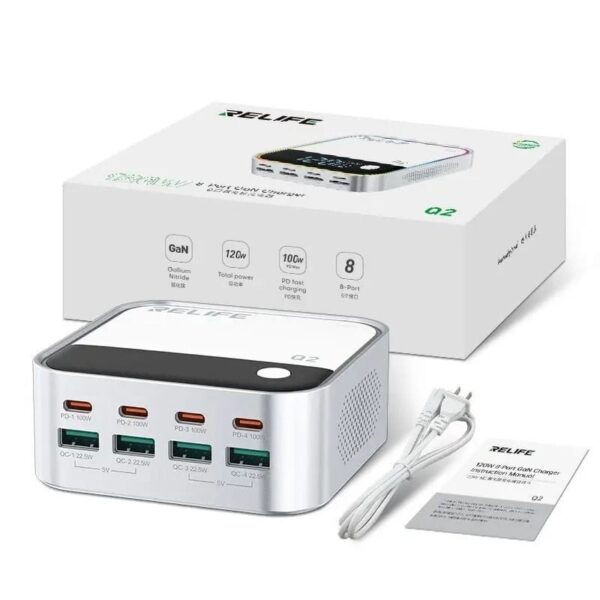 RELIFE Q2 120W 8-port GaN Charger Support PD/Dual