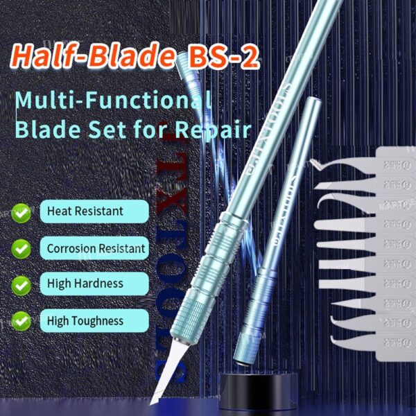 JTX Half-Blade BS-2 11-in-1 Multi-Functional High-Toughness Steel Blade Set for PCB Repair